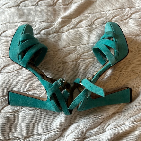 Sam Edelman ‘Taryn’ Chunky Sandal Heels in Turquoise size 9.5 - Picture 10 of 11
